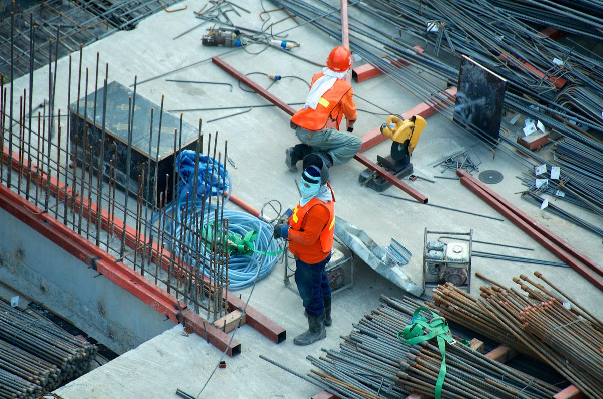 Construction workers on site